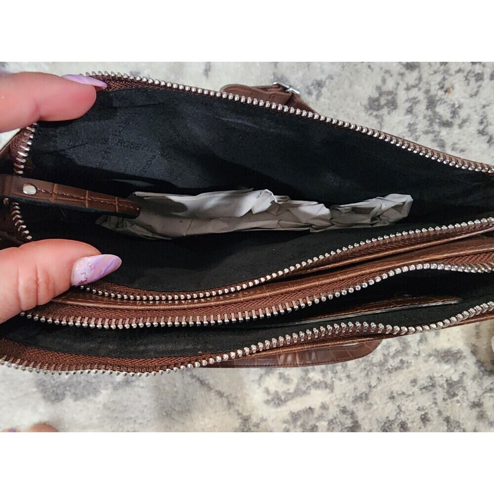 NEW Rosetti Maeve Crossbody Brown Mud Croco Hand Bag Zipper Pockets Chain Strap - Picture 7 of 9